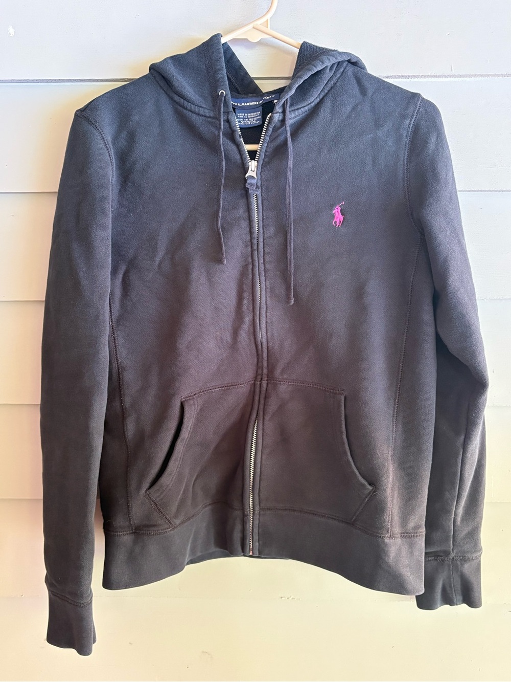 Polo Ralph Lauren Sport Full Zip Hoodie Youth Medium Black Pink Pony Logo